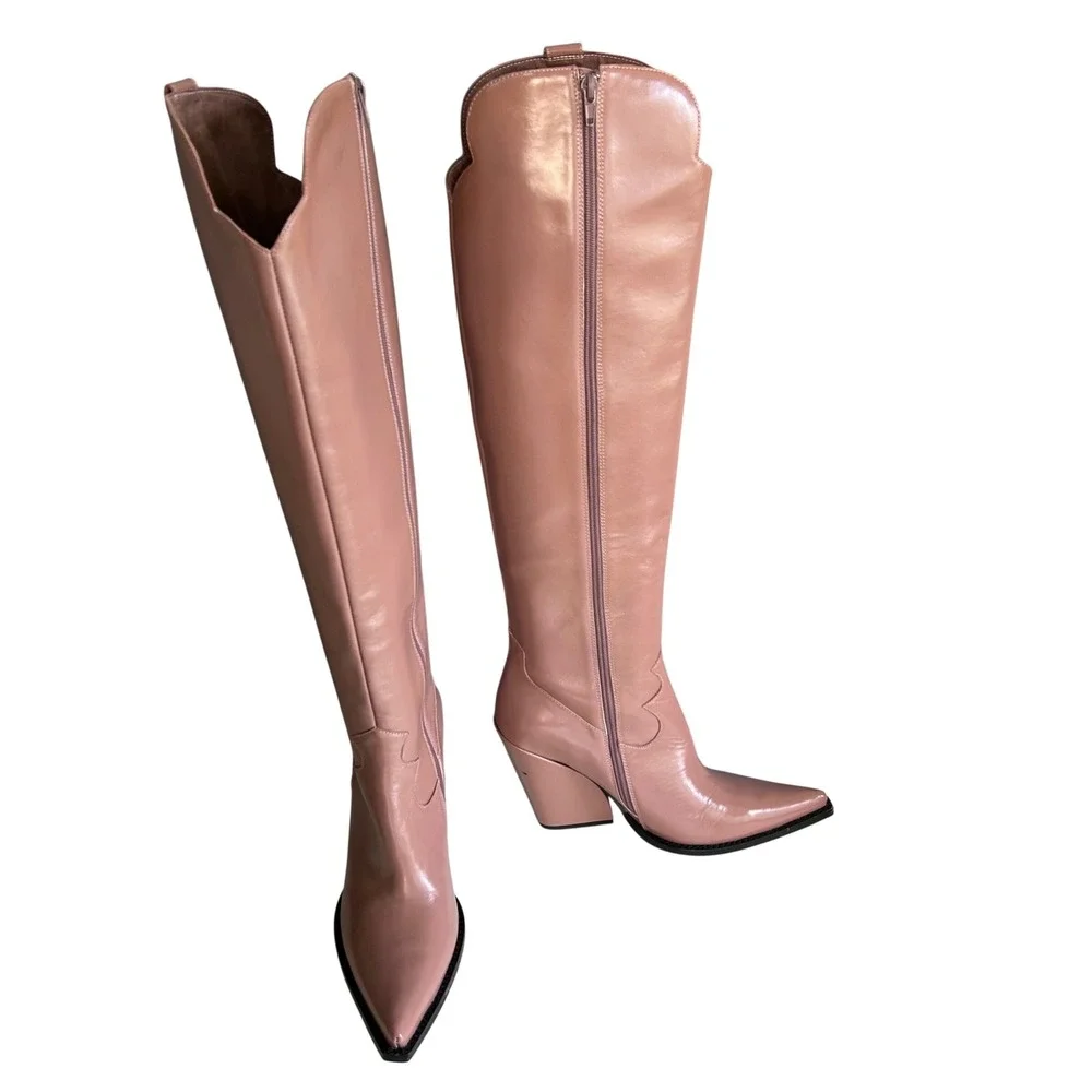 Jeffrey Campbell Over the Knee Western Boot size 10 Amiga Rose Pink Tall Pointy